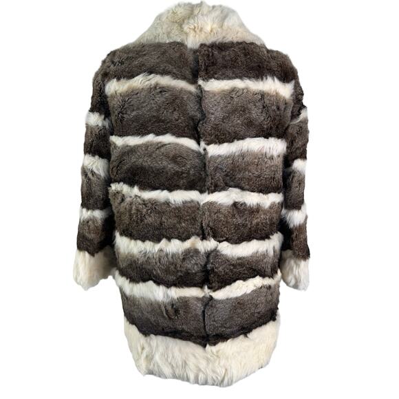 VINTAGE 60s/70s Striped Rabbit Fur Coat M/L - Totally Wearable! - Picture 5 of 15